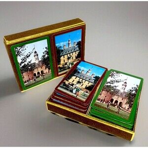 Vintage Congress Playing Cards Boxed Set Double Deck Williamsburg Capital